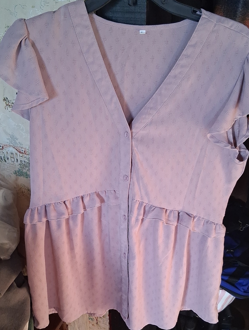 A Classy Chic Boutique Dusty Pink Ruffle Button-Front Blouse